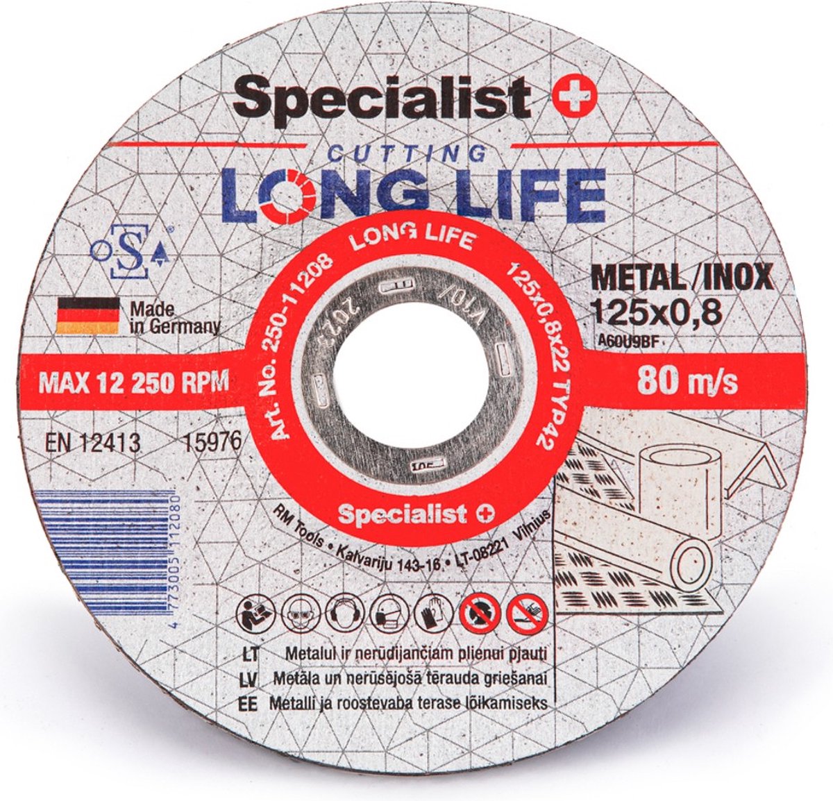 10 stuks - Long life ,125 mm x 0,8 doorslijpschijf INOX - doorslijpschijven ''Specialist+''