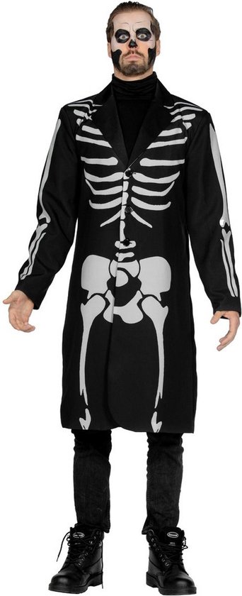 Wilbers & Wilbers - Spook & Skelet Kostuum - Mr Skeletman - Zwart - Large - Halloween - Verkleedkleding