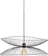 QAZQA pua - Design Hanglamp voor boven de eettafel | in eetkamer - 1 lichts - Ø 66 cm - Zwart - Woonkamer | Slaapkamer | Keuken