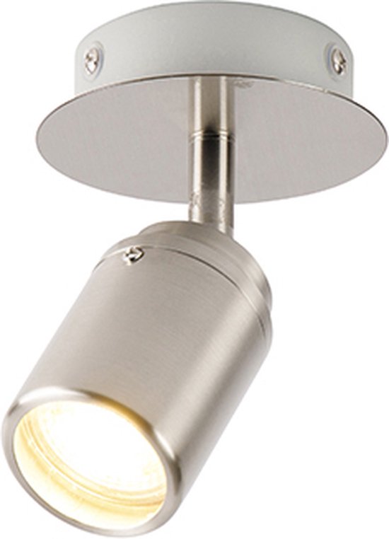 QAZQA ducha - Moderne Plafondlamp voor badkamer - 1 lichts - Ø 100 mm - Staal -