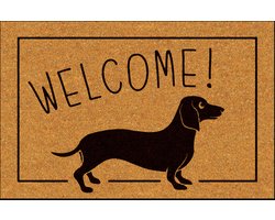 JoY@Mat Luxe indoor mat - Deurmat - Schoonloopmat - Droogloopmat - Welcome Teckel - 40cmx60cm - Polyamide