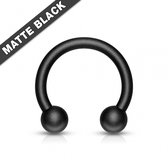 Piercing horseshoe zwart mat 1.2 mm x 10 mm