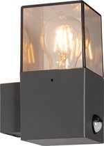 QAZQA denmark - Moderne Wandlamp met Bewegingsmelder | Bewegingssensor | sensor voor buiten - 1 lichts - D 12.8 cm - Donkergrijs - Buitenverlichting