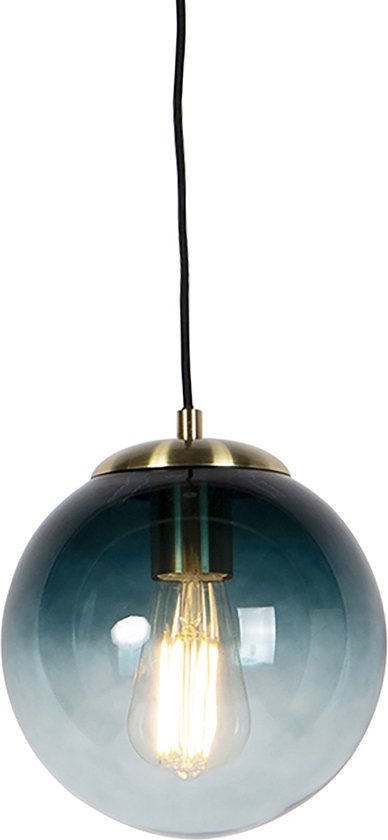 QAZQA pallon - Art Deco Dimbare LED Smart Hanglamp incl. wifi met Dimmer - 1 lichts - Ø 20 cm - Blauw - Woonkamer | Slaapkamer | Keuken