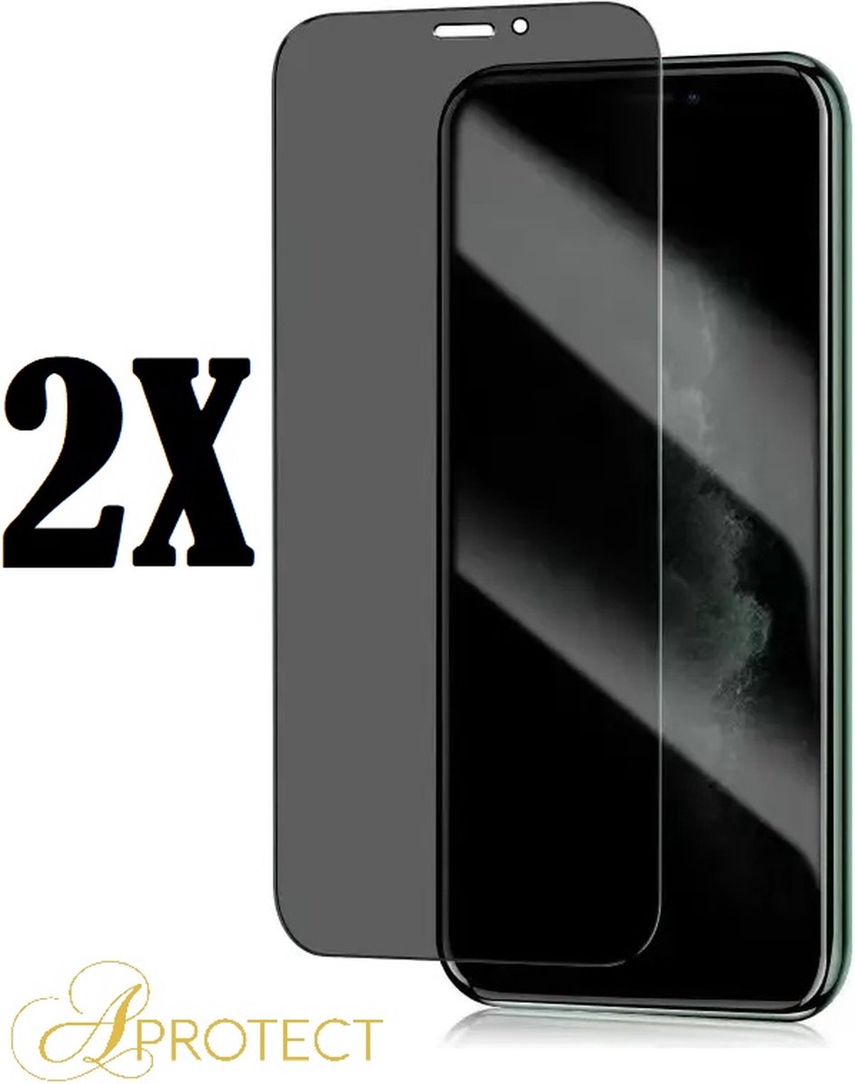 APROTECT® - Privacy screenprotector geschikt voor Apple iPhone 12 Mini - Tempered glass - Geschikt voor iPhone 12 Mini - Screen protector - 2 stuks