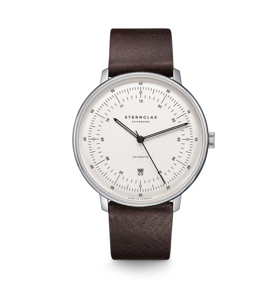 Sternglas S02-HH10-VI11 HAMBURG AUTOMATIK Heren Horloge - Saffierglas - Staal/Leer - Bruin/Zilverkleurig/Donkerbruin - Ø 42 mm - Automatisch - Gesp