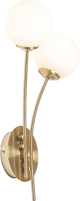 Moderne wandlamp zwart met goud - Lee