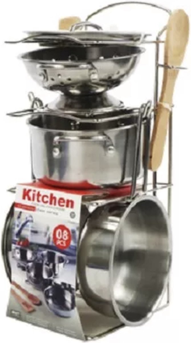 Pannen speelset - RVS - in standaard - 8 delig - kerst cadeau tip