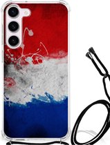 Telefoon Hoesje Geschikt voor Samsung Galaxy S23 Leuk Hoesje met transparante rand Nederlandse Vlag