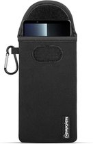 Hoesje voor Sony Xperia 1 V - MobyDefend Neopreen Pouch Met Karabijnhaak - Insteekhoesje - Riemlus Hoesje - Zwart - GSM Hoesje - Telefoonhoesje Geschikt Voor Sony Xperia 1 V