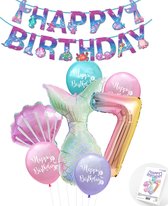 Snoes - Cijfer ballon 7 Regenboog - Zeemeermin - Plus Ballonnen Pakket - Verjaardag Slinger Mermaid