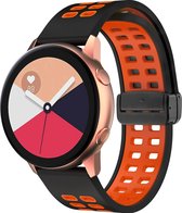 Mobigear Siliconen Watch bandje geschikt voor Smartwatch Bandje Magneetsluiting | Mobigear Sport Plus Mag - Universeel 22 mm connector - Zwart / Oranje