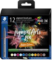 Staedtler Pigment Arts brush pen, etui van 12 stuks, Nature Colours 10 stuks