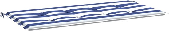 vidaXL - Tuinbankkussen - gestreept - 100x50x3 - cm - oxford - stof - wit - en - blauw