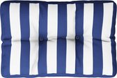 vidaXL Coussin de palette à rayures 60 x 40 x 12 cm Tissu Bleu et blanc