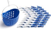 Soft clips met mand (40 stuks met mand/Classic Blue-white, White-classic blue, Basket Classic Blue, Handle white) Premium wasknijpers