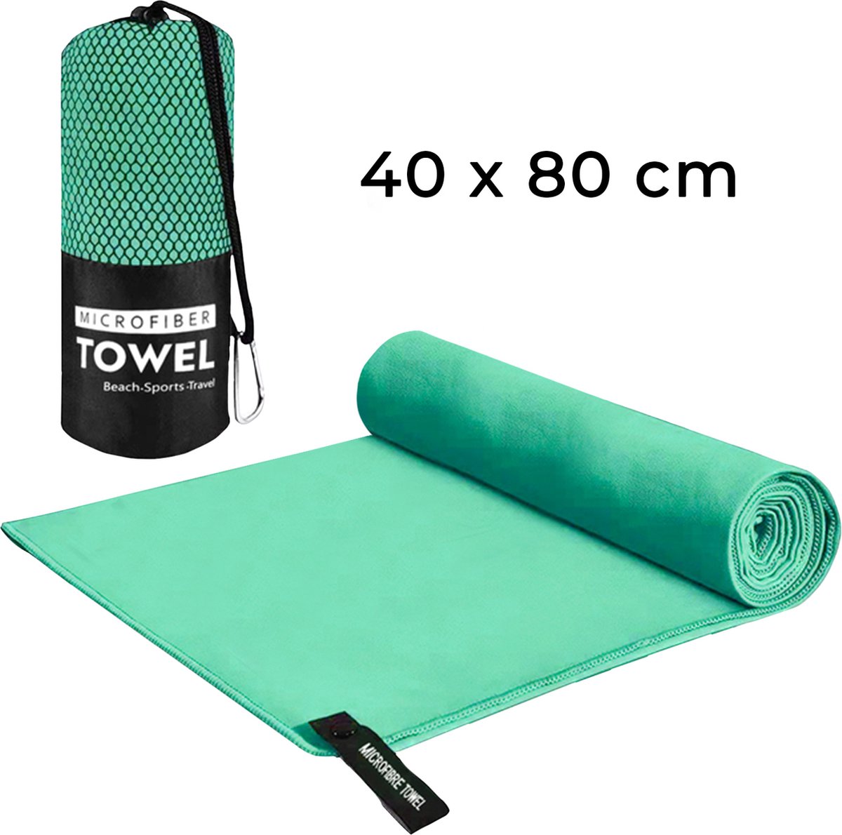 Team Bicep Microfiber Reishandoek - Groen - Compact en Sneldrogend - Ideaal voor Reizigers - Lichtgewicht met Opbergzakje - 40x80 cm