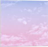 Acrylglas - Lucht - Wolken - Maan - Blauw - Roze - 50x50 cm Foto op Acrylglas (Met Ophangsysteem)