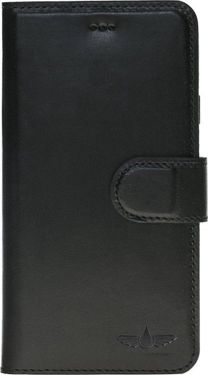 GALATA Echt leer bookcase wallet Samsung Galaxy A50 / A30s kaartsleuven handarbeid door ambachtslieden zwart hoesje