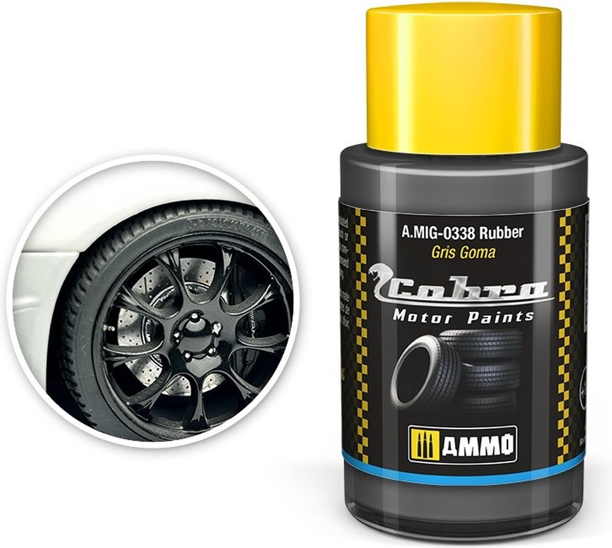 AMMO by Mig Jimenez Hobbyverf Acrylverf - MIG 0338 Cobra Motor Paints - Rubber - Matt - Acryl - 30ml Verf potje - 30 ml