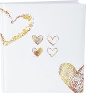 otoalbum hartmotief 29x32 cm (bruiloftsalbum met 50 witte pagina's fotoboek voor 250 foto's in het formaat 10x15, album om in te plakken en zelf vorm te geven) wit/goud