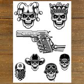 GetGlitterBaby® - Tijdelijke Tattoos / Tijdelijke Henna Festival Plak Tattoes / Nep Tatoeage voor Volwassenen / Fake Temporary Tattoo Sticker -Skulls & Gun