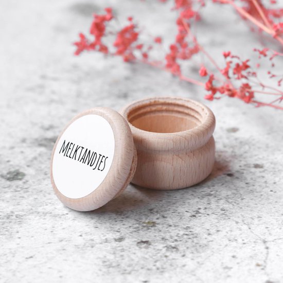 Tandendoosje - bewaardoosje - melktandjes - hout - houten tandendoosje - opdruk sticker — afbeelding 2