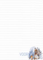 A4 schrijfblok met eekhoorn en roodborstje - Schrijfblok A4 - 50 vellen papier - dubbelzijdig lijntjes - 80 gr papier