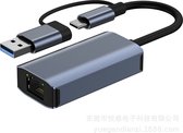 NÖRDIC USBC-LAN1 Adaptateur Réseau USB-C vers USB - 3.1 - Ethernet - RTL8153 - Gris sidéral