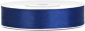 1x Hobby/decoratie donker blauw satijnen sierlinten 1,2 cm/12 mm x 25 meter - Cadeaulint satijnlint/ribbon - Donker blauwe linten - Hobbymateriaal benodigdheden - Verpakkingsmaterialen