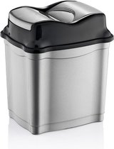 Poubelle argent / noir / poubelle plastique 28 litres - Seaux à ordures / poubelles / poubelles - Poubelles de bureau / cuisine