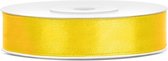 1x Hobby/decoratie geel satijnen sierlint 1,2 cm/12 mm x 25 meter - Cadeaulint satijnlint/ribbon - Gele linten - Hobbymateriaal benodigdheden - Verpakkingsmaterialen