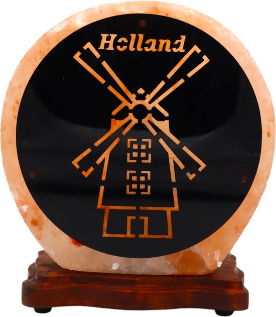 Zoutlamp - Himalayazout - Tafellamp (Holland) - Molen - 22 x 20 x 12 cm - 4kg