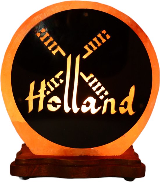 Zoutlamp Himalayazout - Tafellamp (Holland) - Molen - 22 x 20 x 12 cm - 4kg