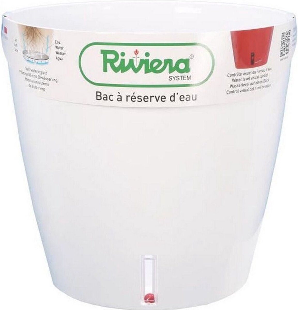 Zelfwaterende bloempot Riviera Eva New Wit Plastic Ø 46 cm