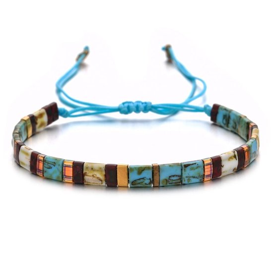 Sorprese armband - Bohemian - armband dames - vierkante kralen - verstelbaar - cadeau - Model J