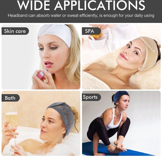 3 stuks cosmetische hoofdband, badstof haarband voor make-up