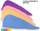 *** Set van 4 Haar handdoek - Microvezel - Droog uw haren goed en snel - Set van 4 - van Heble® ***