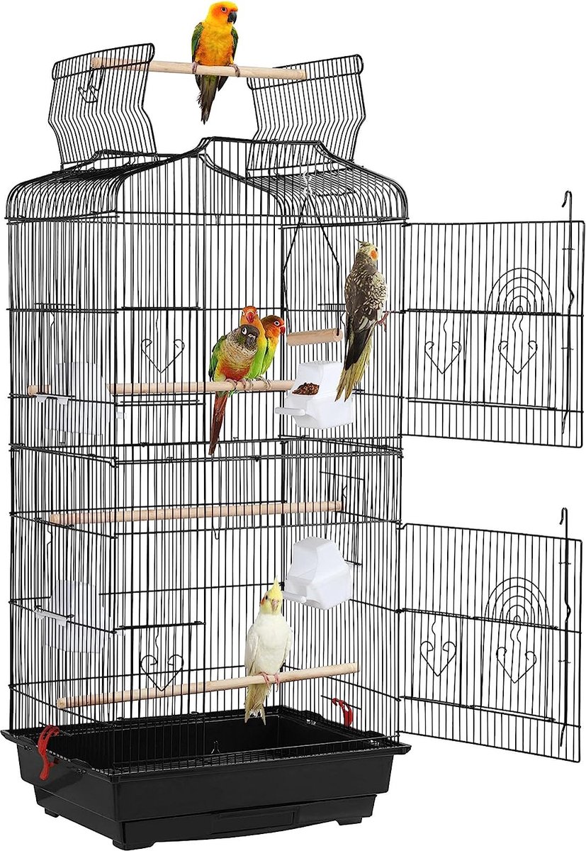 Cage oiseaux sur pied : perruche et grande perruche