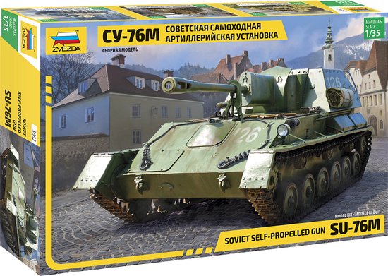 Zvezda Modelbouwpakket Auto - 3662 Soviet Self-Propelled Gun SU-76M Plastic - 1:35 - Modelbouw