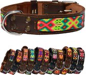 Bohemi Ibiza honden halsband, maat Large, 43 - 52cm, Bruin leer