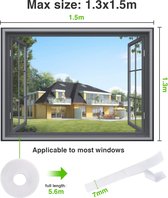 3 Pack Windows Fly Screen, DIY zelfklevende klamboe voor Windows, verstelbare raam scherm gaas voor insecten insecten vliegen, gesneden om de gewenste grootte(1,3 m x 1,5 m, Wit)