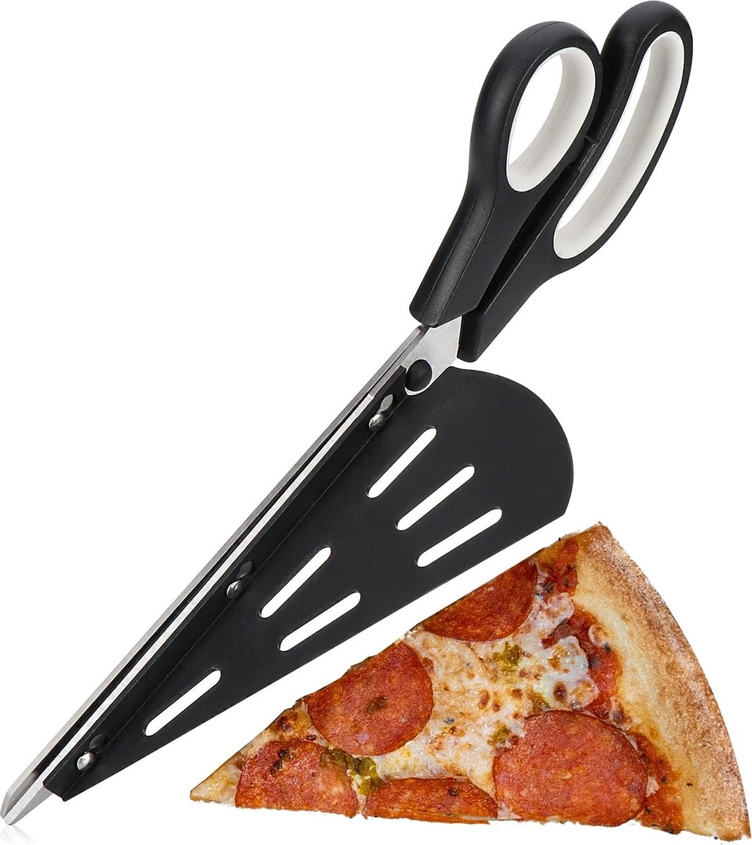 pizzaschaar met serveerblad, pizzasnijder met roestvrijstalen messen en geïntegreerde pizzaschep (1x pizzaschaar 30,5 cm)
