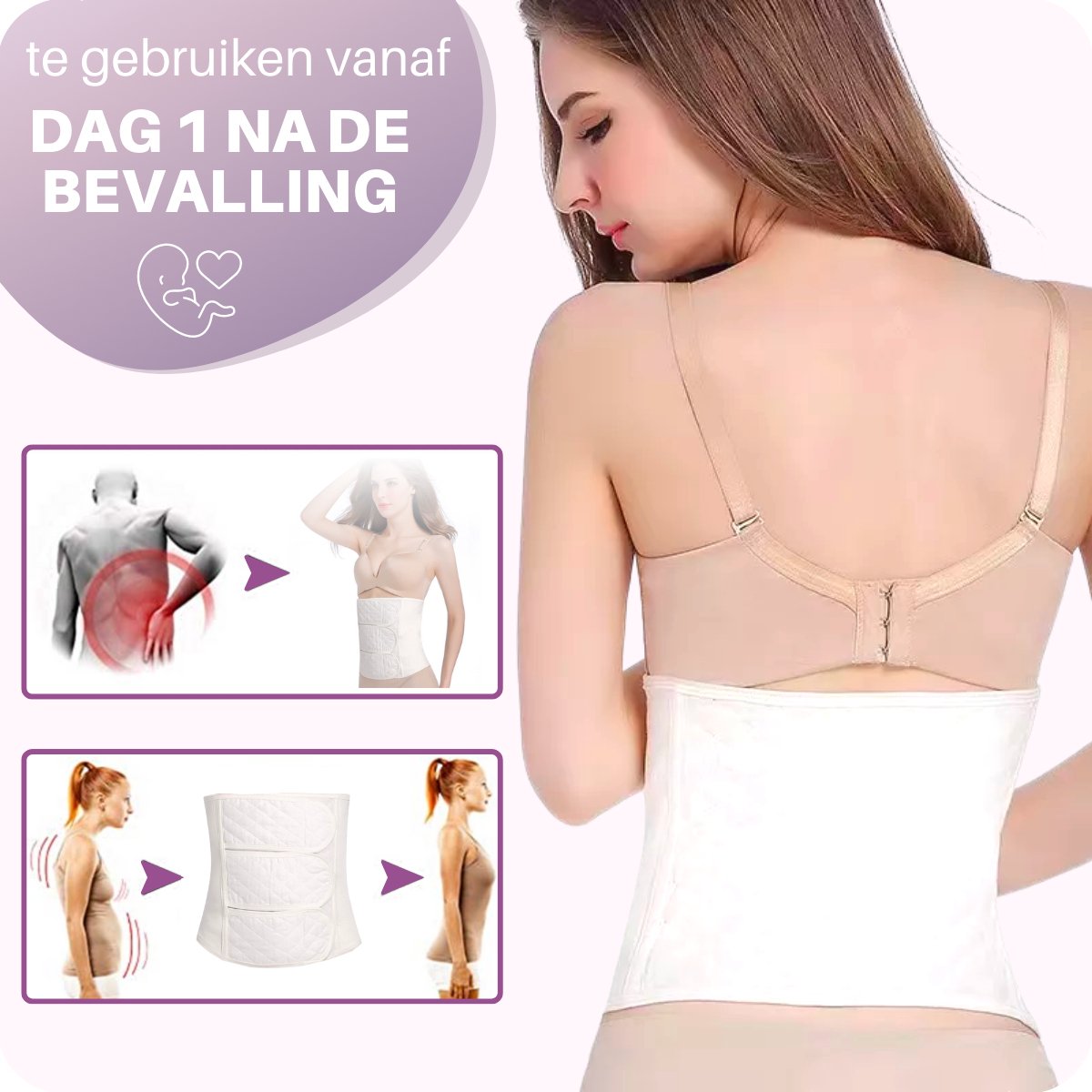 JT Beauty Care Premium Postpartum Buikband Wit Maat S – Na Zwangerschap - Bekkenband – Zwangerschapsband - Sluitlaken - Belly Binder – Zwangerschapskleding – Waist Trainer - Postnatale Sluitband – Steunband Gift Mama – Buikbrace Kado - Cadeau Moeder – foto 4