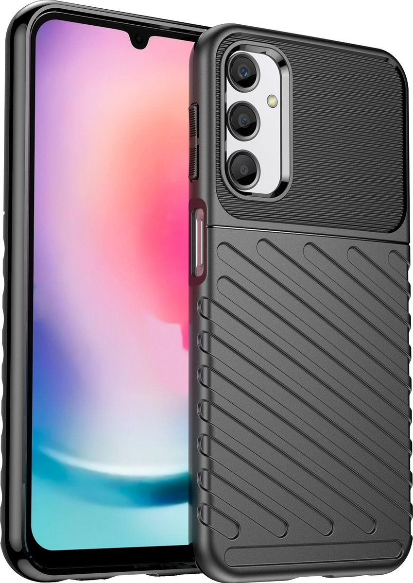 Mobigear Hoesje geschikt voor Samsung Galaxy A24 Telefoonhoesje Flexibel TPU | Mobigear Groove Backcover | Galaxy A24 Case | Back Cover - Zwart