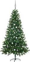 vidaXL - Kunstkerstboom - met - verlichting - en - kerstballen - 180 - cm - groen