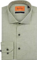 Suitable - Overhemd Widespread Flanel Groen - Heren - Maat 42 - Slim-fit