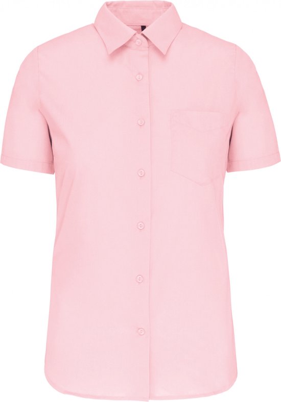 Blouse Dames 4XL Kariban Korte mouw Pale Pink 65% Polyester, 35% Katoen