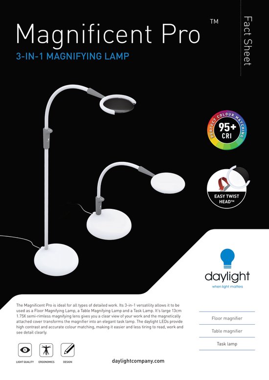 Lámpara con Lupa de pie/sobremesa Magnificent Pro manualidades de Daylight