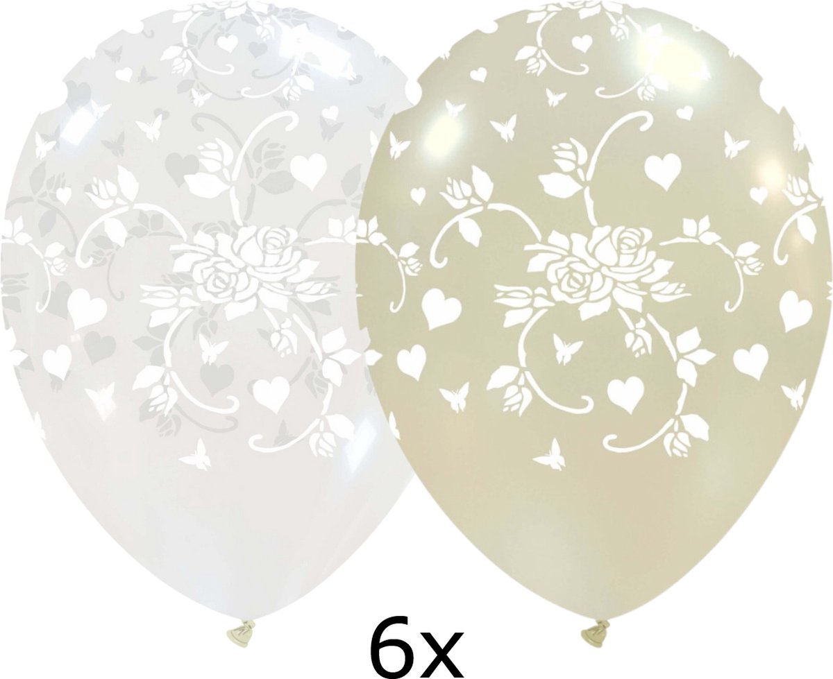 Hearts & Roses Ballonnen mix, 6 stuks, 30cm
